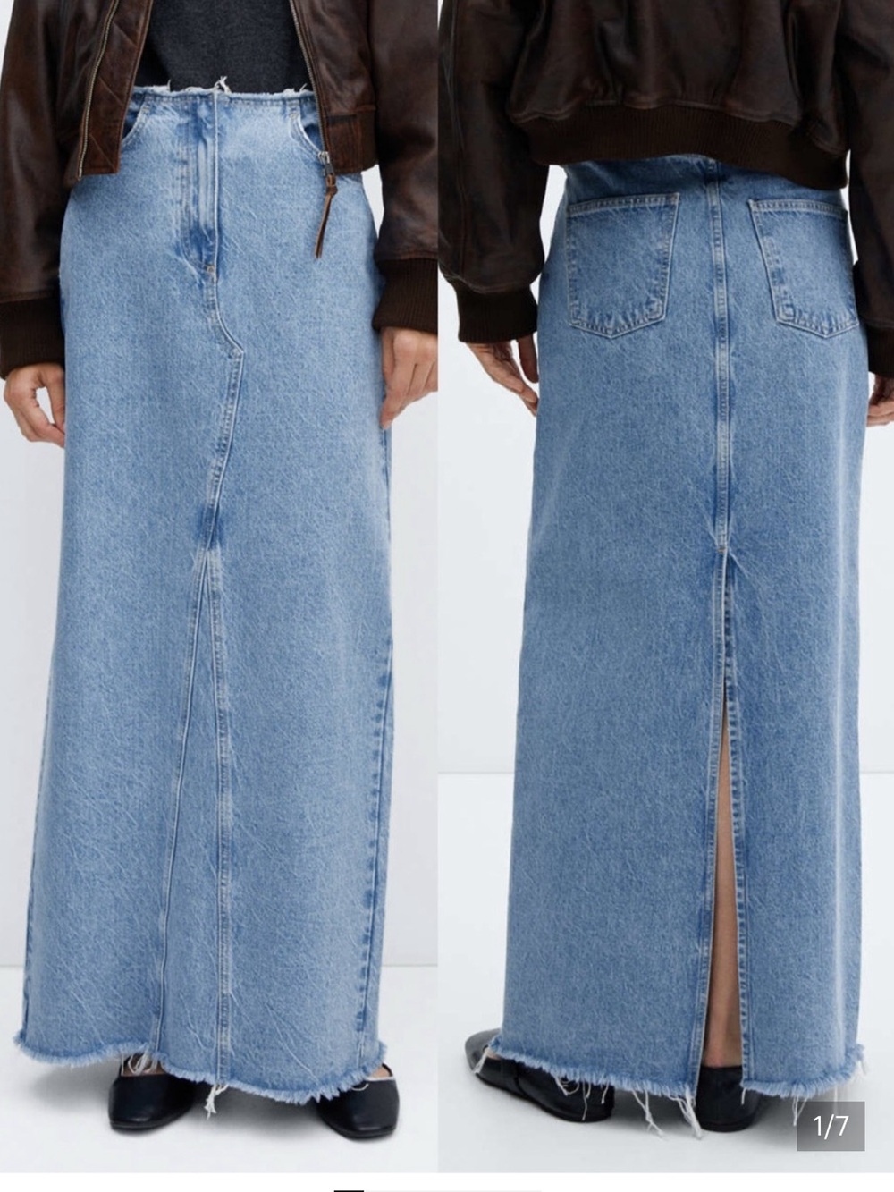 Mango Frankie Frayed Maxi Denim Skirt Size XXL NWT